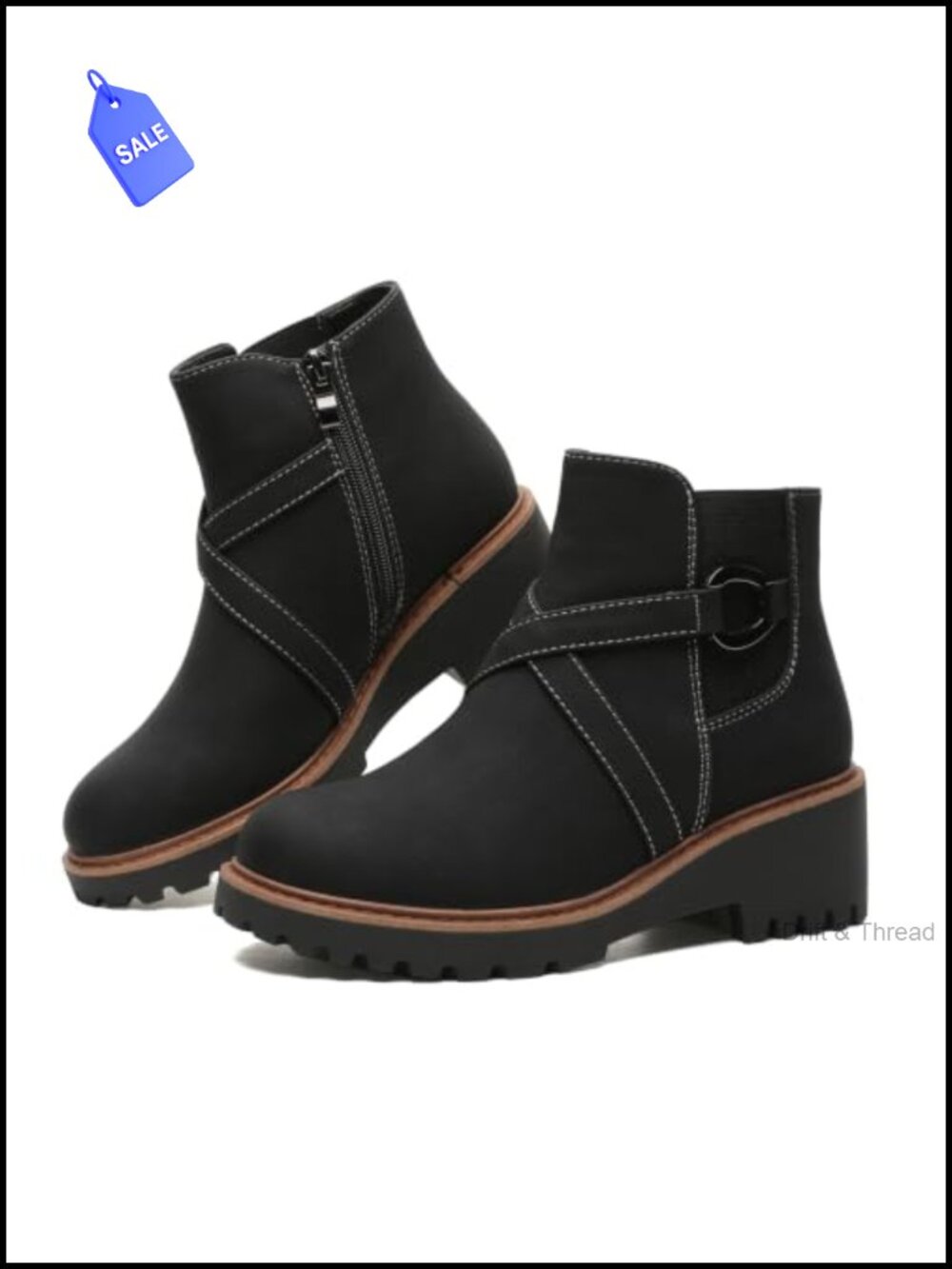 Women's Chelsea Ankle Boots Chunky Low Heel Platform Short Fall Booties